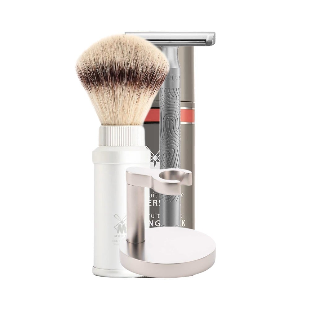 Mühle resekit rakhyvel silver Grapefruit and mint Rakhyvel, rakborste och hållare.